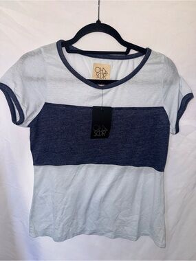 Chaser Light Blue & Navy Colorblock Short Sleeve Tee